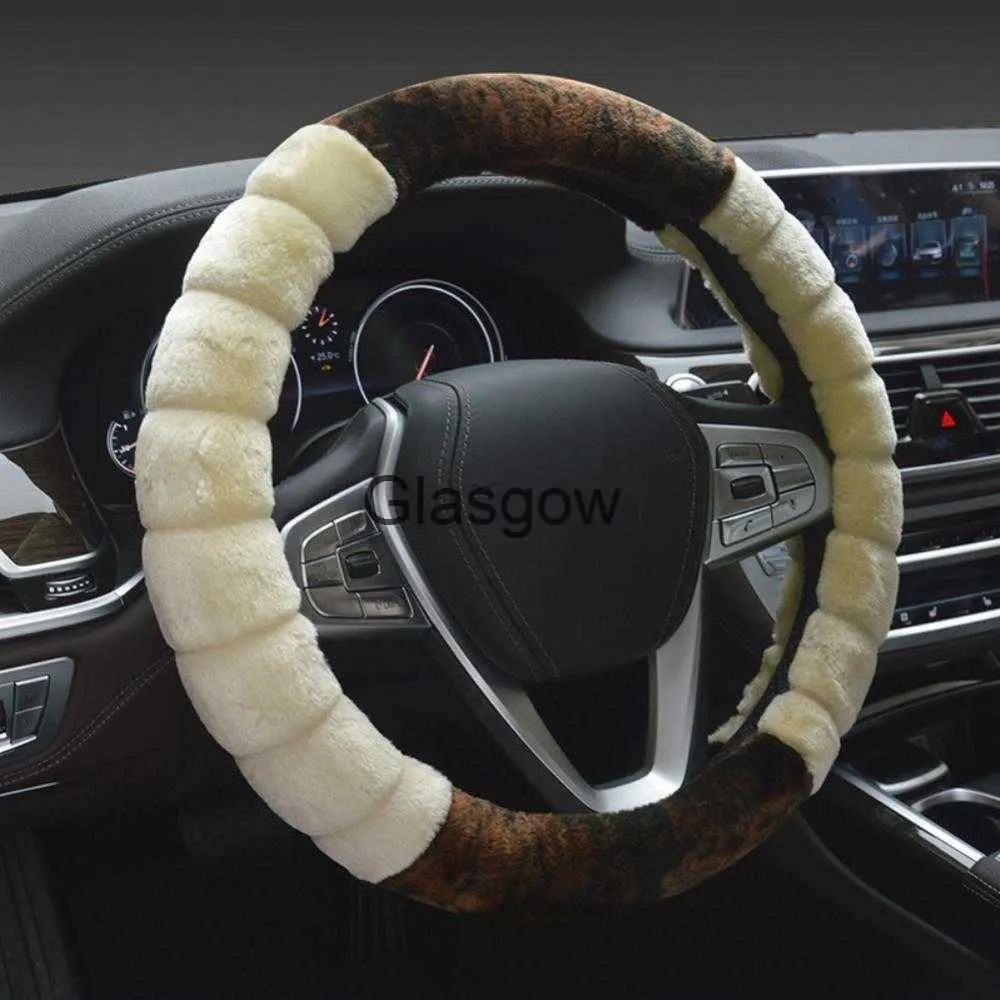 Steering Wheel Covers Car Steering Fur Cover For Winter Short Plush Nonslip Warm 38cm Car Universal Interior Steering Wheel Covers Car Accessories x0705