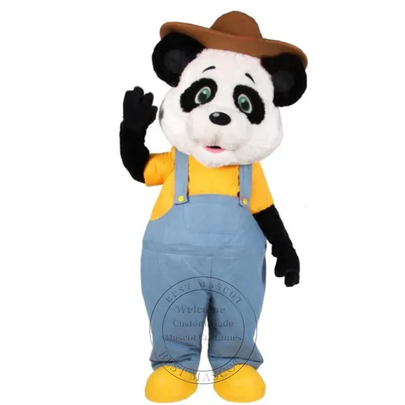 Hot Sales Vuxenstorlek Svart Giant Panda Mascot Kostym Fancy dress karneval Plysch kostym