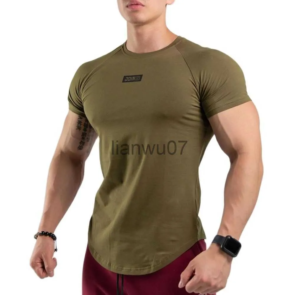 Erkek Tişörtleri Spor Salonu Tshirt Erkekler Fitness Vücut Geliştirme Pamuk Sıska Gömlek Erkek Koşu Spor Jogging Tee Teps Crossfit Marka Giyim J230705