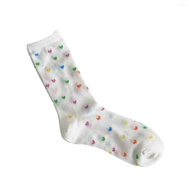 Women Socks Thin Hollow Mesh Women's Breathable And Comfortable Pure Cotton Love Polka Dot Pile Of