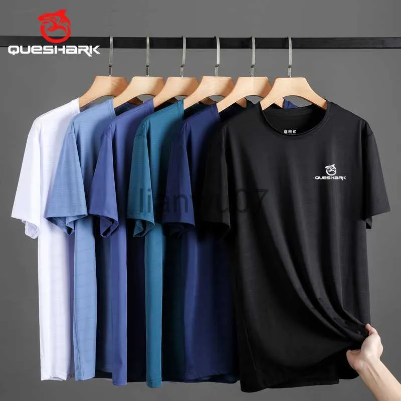 メンズ Tシャツ QUESHARK 反射男性クイックドライ半袖スポーツランニング Tシャツ通気性アイスシルクトップス Tシャツフィットネスジムワークアウト Tシャツ J230705