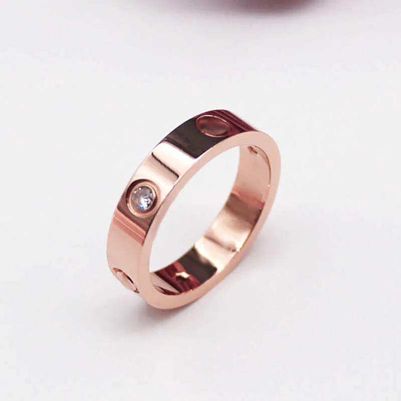 Band Rings Not Fading Top Quality Luxurous Letter Lover Ring Size 6-12 CZ Stone 3 Colors Stainless Steel Women Jewelry Printed Wholesale