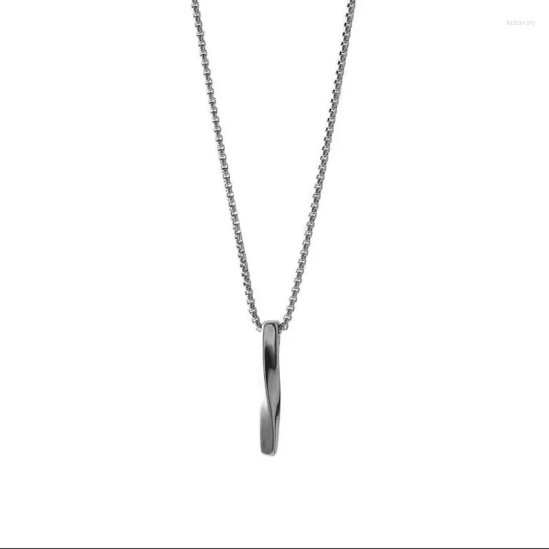 Подвесные ожерелья спиральная колонна для женщин мужские мужские хип -хоп серебряный цвет титановый сталь стальной шарм подарка подарка (GN875)