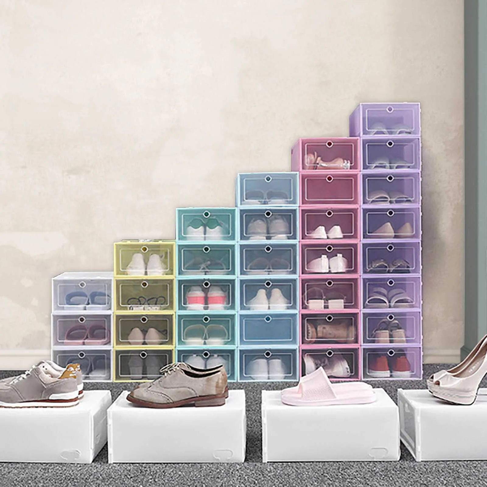 Clear Shoe Boxes Stackable Storage Transparent Plastic Organizer With ...