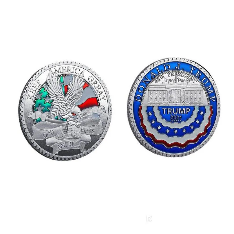 Arts et artisanat 2024 Donald Trump Coin Président Terme Artisanat commémoratif Keep America Great Metal Badge Drop Delivery Home Garden Dhdlh