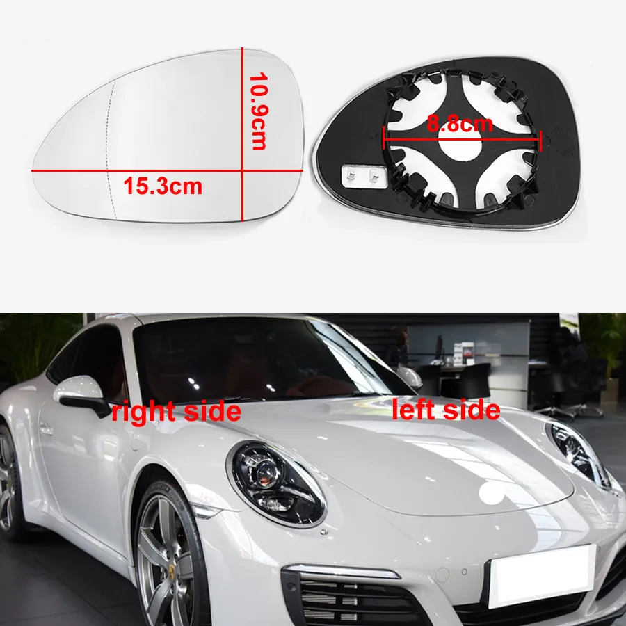 Porsche 911 2012 2013 2014 2015 2015 2017 2017 2018 자동차 액세서리 외부 백미러 사이드 미러 유리 렌즈를 난방으로 교체