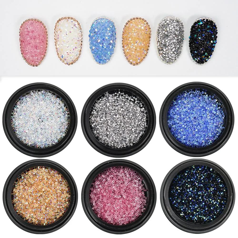 Cortinas pixie cristal unhas pedra 1.2mm arte do prego strass mini vidro micro cristais 3d peças imprensa em unhas decoração diamantes