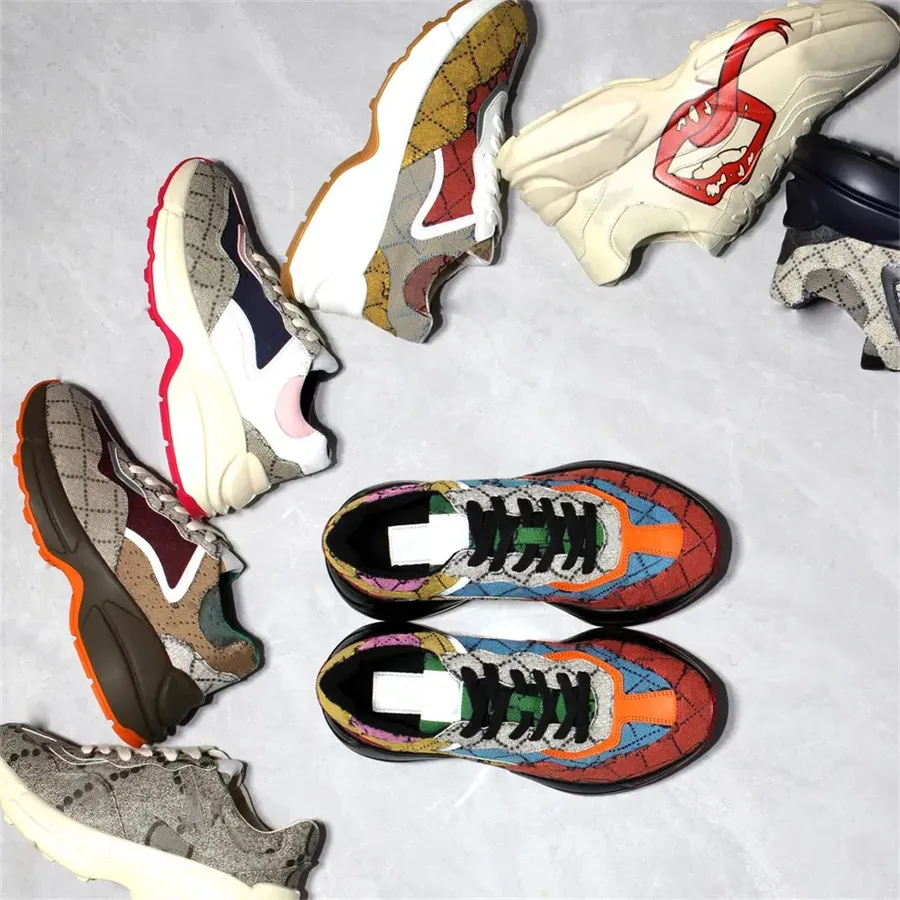 Мужские женские дизайнерские кроссовки Rhyton Platform Casual Shoes Fashion Vintage Daddy Sports Sneaker Conteeker Luxury Brand Работа для кроссовки chaussures многоцветные тренеры на открытом воздухе