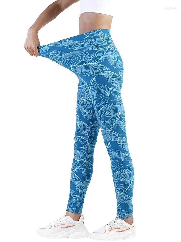 Pantaloni attivi CKAHSBI Leggins sexy Leggings a vita alta da donna Foglia stampata Yoga Elastico in poliestere Allenamento Spandex Collant casual