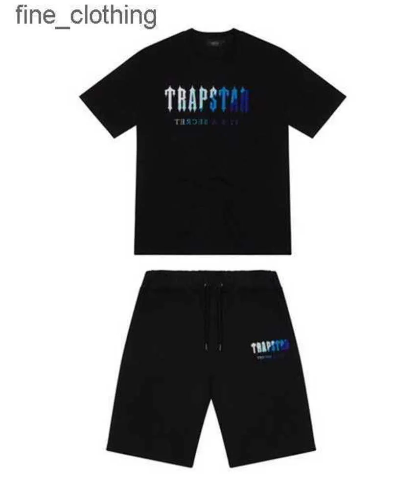 Top Trapstar New Men's t Shirt Short Sleeve Outfit Chenille Tracksuit Black printing Cotton London StreetwearS-5676788