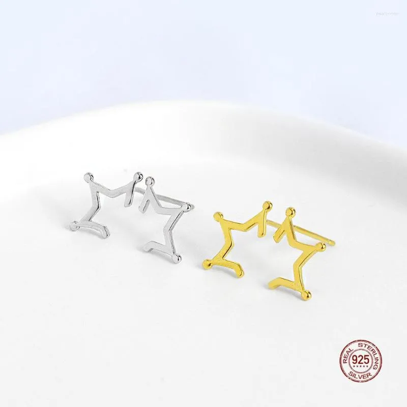 Orecchini a bottone LKO Real 925 Sterling Silver Fashion Charm Hollow Star per gioielli da donna Sweet Ear Studs Girl Gift Ornaments