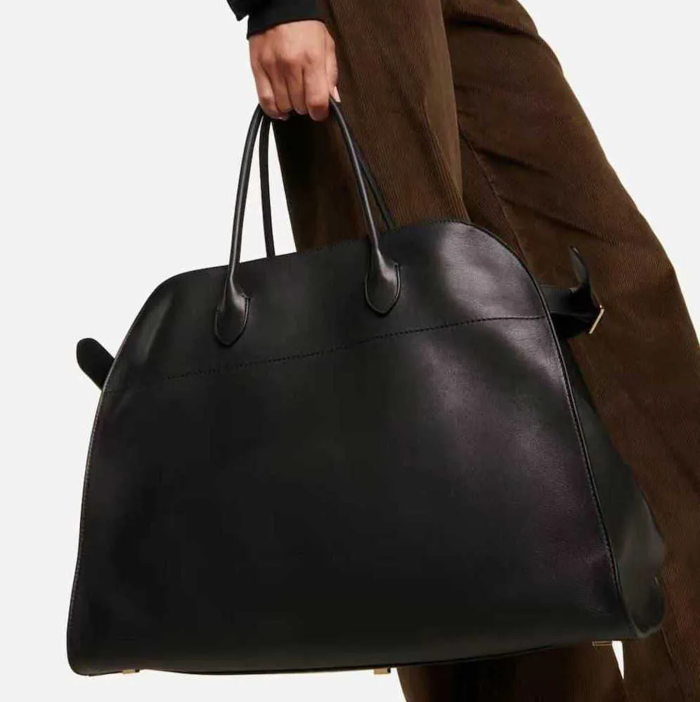 The Row Margaux 15 handtas Leren tas met hoge capaciteit Koe lederen Tote reisschouderlicht luxe Premium tas