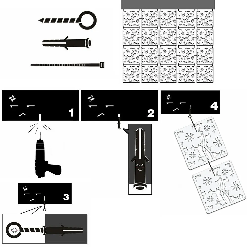 Films Hangende scheidingswanden Partities Kamerscherm Decoratief met connector Diy Gordijn Hangend Mobiel Scre Plastic 12 stuks