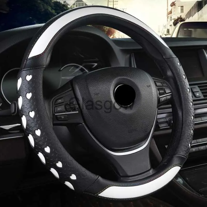 Steering Wheel Covers Fashion Heart Style Car Steering Wheel Cover Nonslip Fit Size 38CM Steering Wheel High Quality Interior Accessories x0705