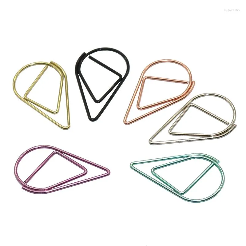 Pcs 6 Colors Metal Material Drop Shape Paper Clips Funny Kawaii Bookmark Office Shool Stationery Marking