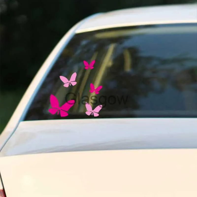 Pegatinas de vinilo de mariposas para decoración de coche, calcomanías  Rosas y rosas para ventana de coche, portátil, taza, 5 piezas