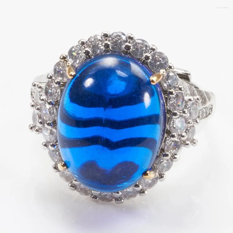 Cluster Rings Cellacity Classic 925 Sterling Silver dla kobiet o owalnym kształcie Blue Sapphire Gemstone Female Dating Party Fine Jewerly