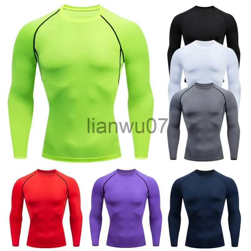 Camisetas Masculinas Meias-calças de Compressão para Homens Esportes de Manga Comprida T-shirts Roupas Esportivas de Basquete Fitness Menino Correndo Camada Base Treino Top Secagem Rápida J230705