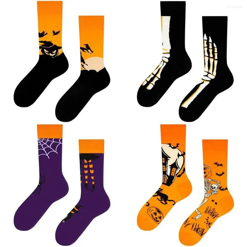 Meias Femininas Halloween Criativo Engraçado Jacquard Moda Assimétrica Ab Maré Masculino E Feminino Pato Mandarim Tubo de Algodão Masculino