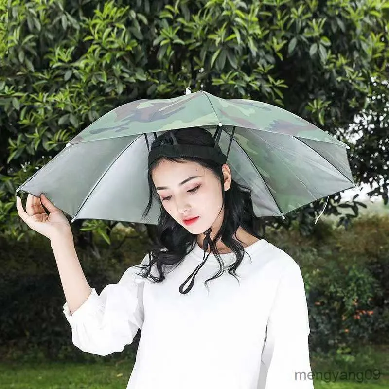 Umbrellas Outdoor Head Umbrella Hat Fishing Umbrella Caps Anti-Rain Foldable Travel Hiking Beach Fishing Umbrellas Hat Rain Gear Parasol R230705