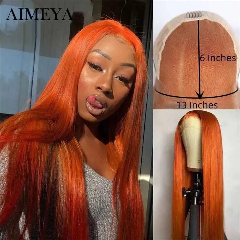 13X6 Lace Front Pruiken voor Zwarte Vrouwen Beste Kwaliteit Gember Synthetische Lace Pruik Diepe Deel Rechte Pruiken blonde Cosplay Pruik 230524