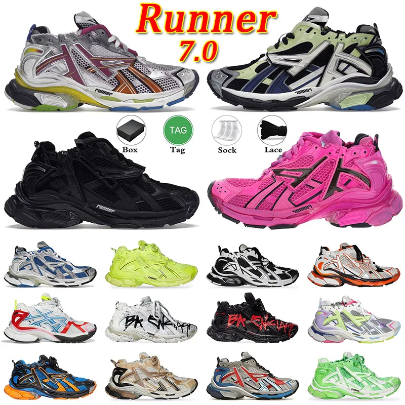 Baleciaga Runner 7.0 Designers Shoes Mens Womens Blue Grey Green Lime Fluo Green Pink Orange Black White White Shoes 7 Schuhe Women Shoes Shools Sneakers Trainers
