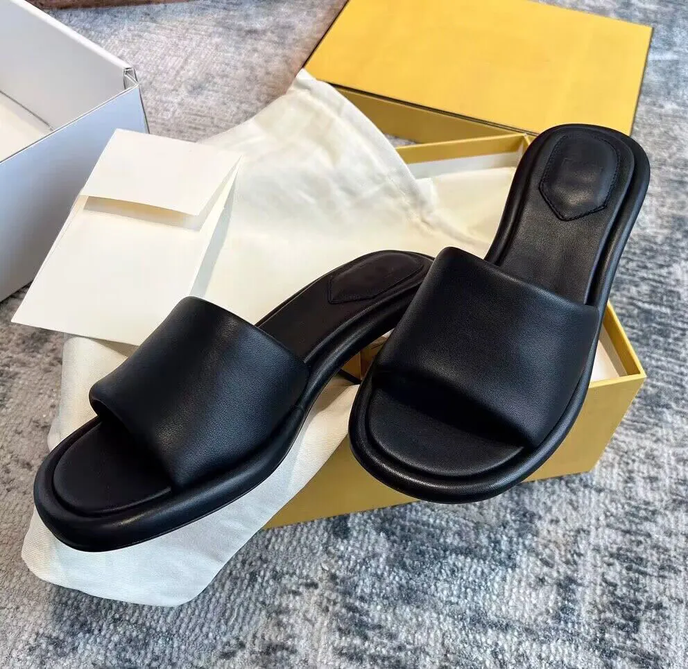 2023 Popular Summer Slipper Beach Slides Sandal Shoes Women Slide Non-slip Outdoor Satin Feel Slippers Black White Flip Flops Sandalias Size 34-42 with box