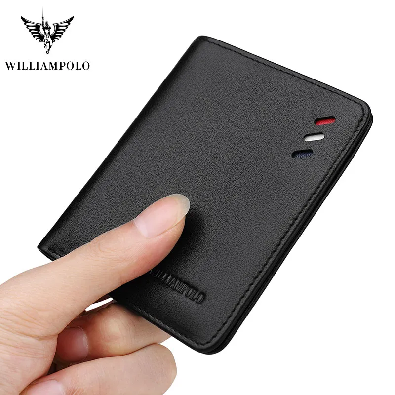 Williampolo Genuine Leather Mens Wallet Short Bifold Bifold Slim Mini Card Card Card Multi Card Case Present