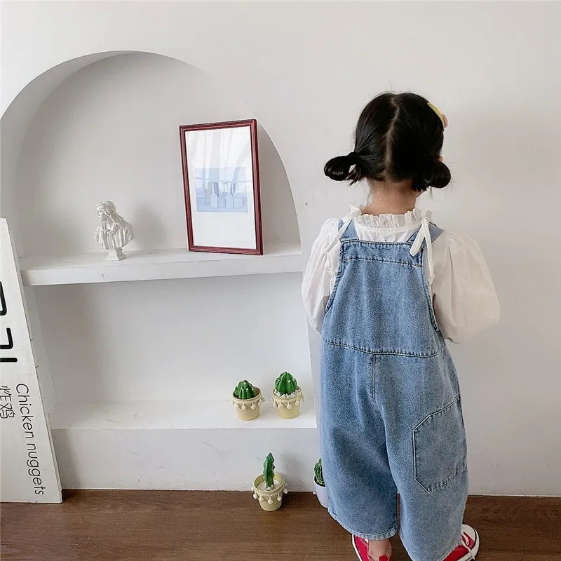 Mamelucos De Estilo Coreano De Primavera Para Ninos Overoles De Mezclilla De Pierna Ancha De Gran