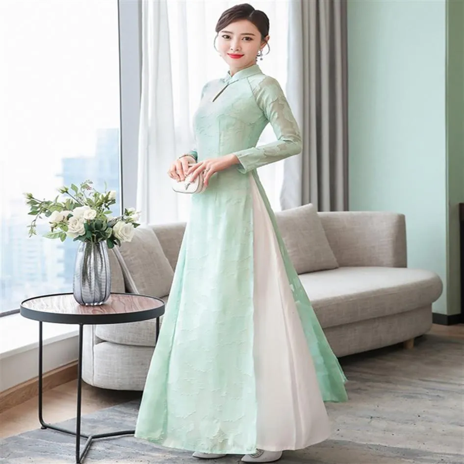 중국 스타일 베트남 드레스 청험 전통 중국 드레스 봄 ao dai2806