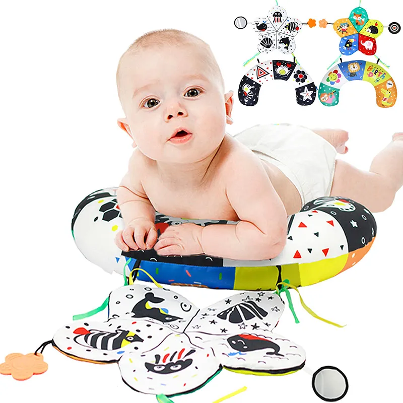 Kissen Baby Bauch Zeit Kissen Spielzeug Schwarz Weiß Hochkontrast Babyspielzeug Montessori Spielzeug für Babys geboren Kleinkinder 0-6 6-12 12-18 Monate 230705