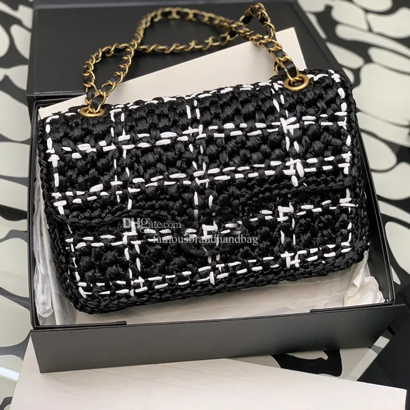 Braided Tweed Flap Designer Chain 25CM 10A Mirror Quality Lambskin Crossbody Shoulder Bag with BOX C126