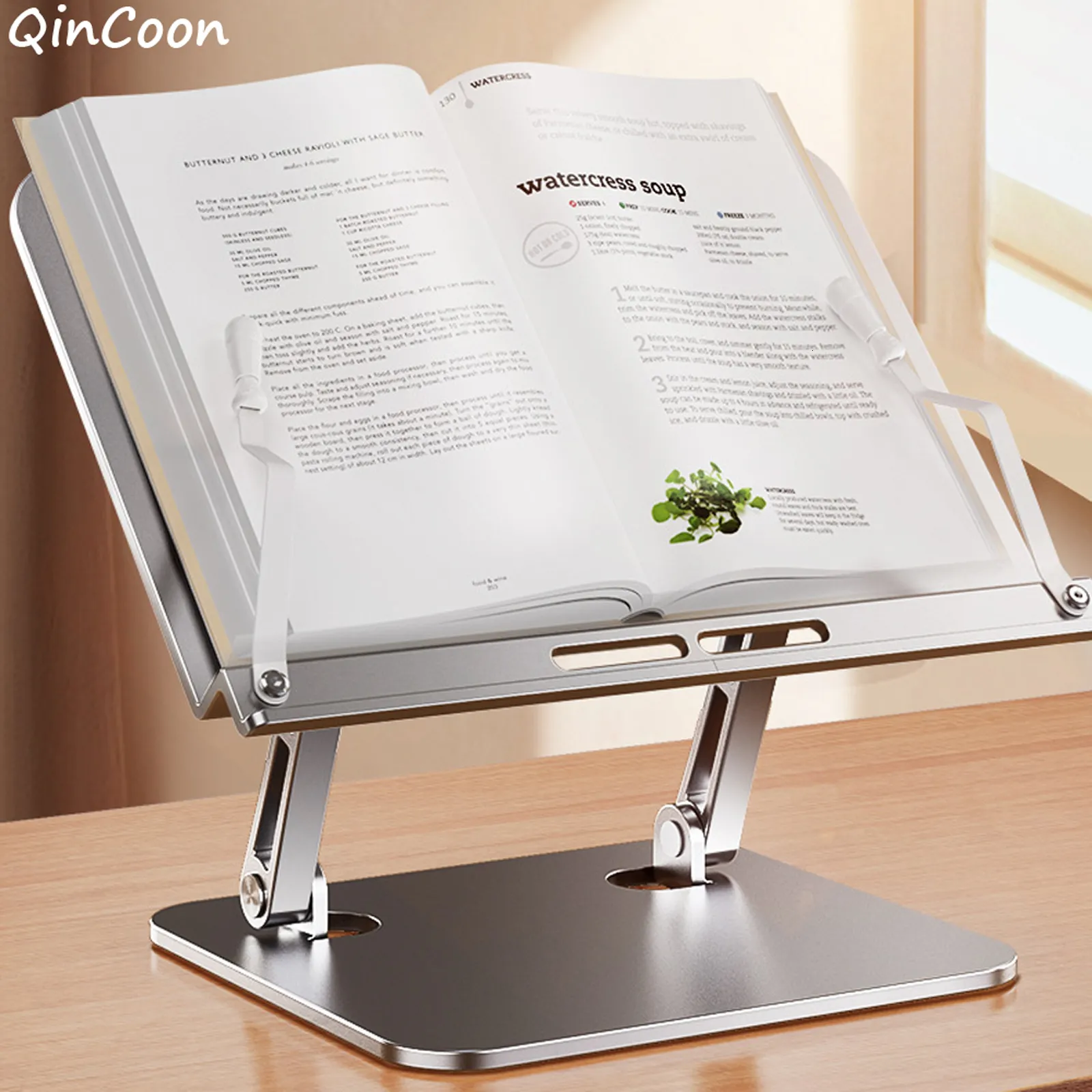 Desk Drawer Organizers Adjustable Aluminum Book Stand Multi Heights Angles Cookbook Bracket Reading Holder for Office Kitchen School Laptop Tablet 230705