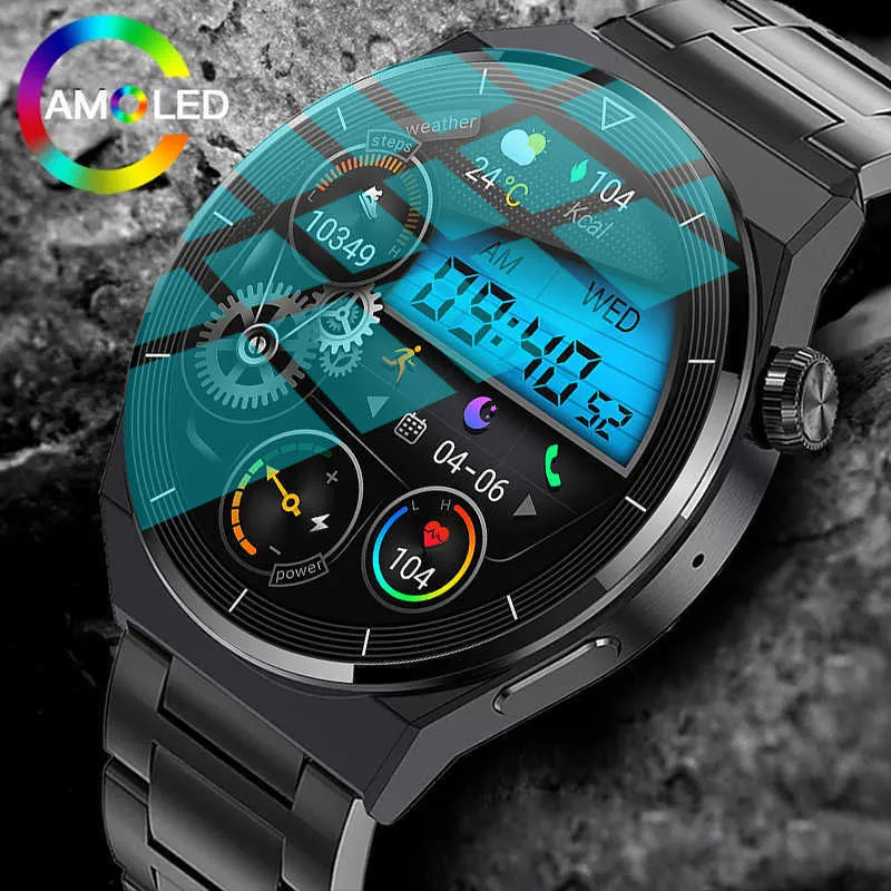 Relógios inteligentes NFC Relógio Inteligente Homens GT3 AMOLED Pro 390*390 Tela HD Frequência Cardíaca Chamada Bluetooth IP68 À Prova D' Água SmartWatch Para Huawei Xiaomi Novo x0706