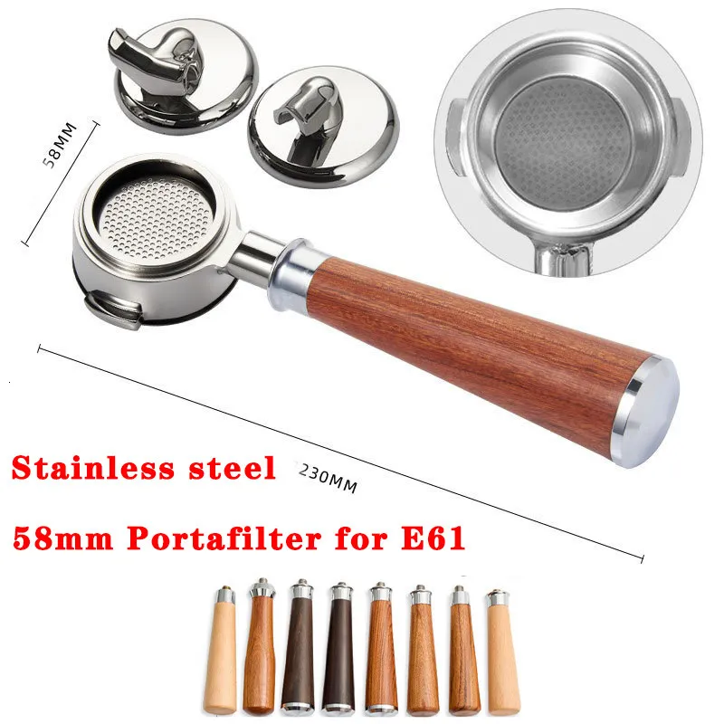 Koffie Filters 58mm 3 In 1 Filterhouder voor E61 2 Oren Bodemloze Enkele Mond Dubbele Mond Vervangbare Handvat filter Tool 230705