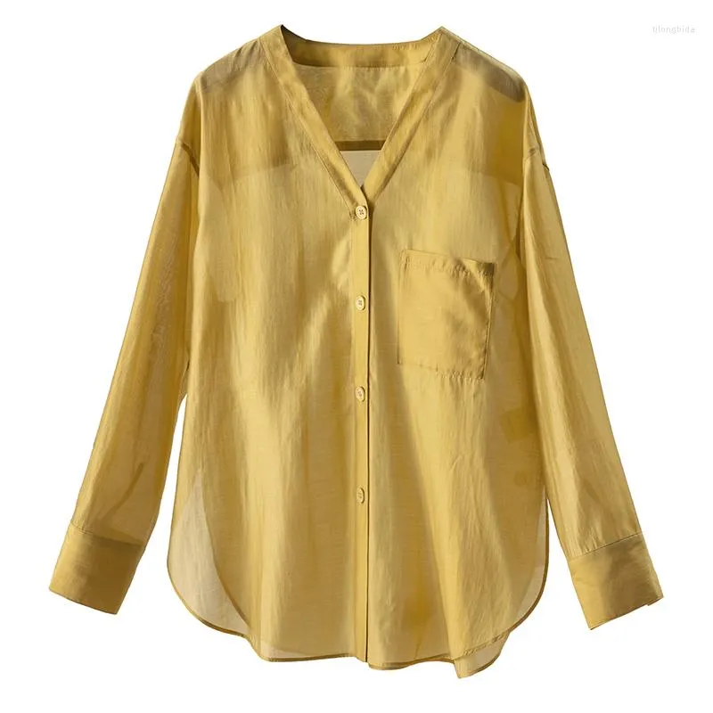 여성용 블라우스 여름 Blusas Mujer de Moda 2023 Verano Lyocell Polyester Thin Blusa Feminina Womens Tops 셔츠 블라우스 여성