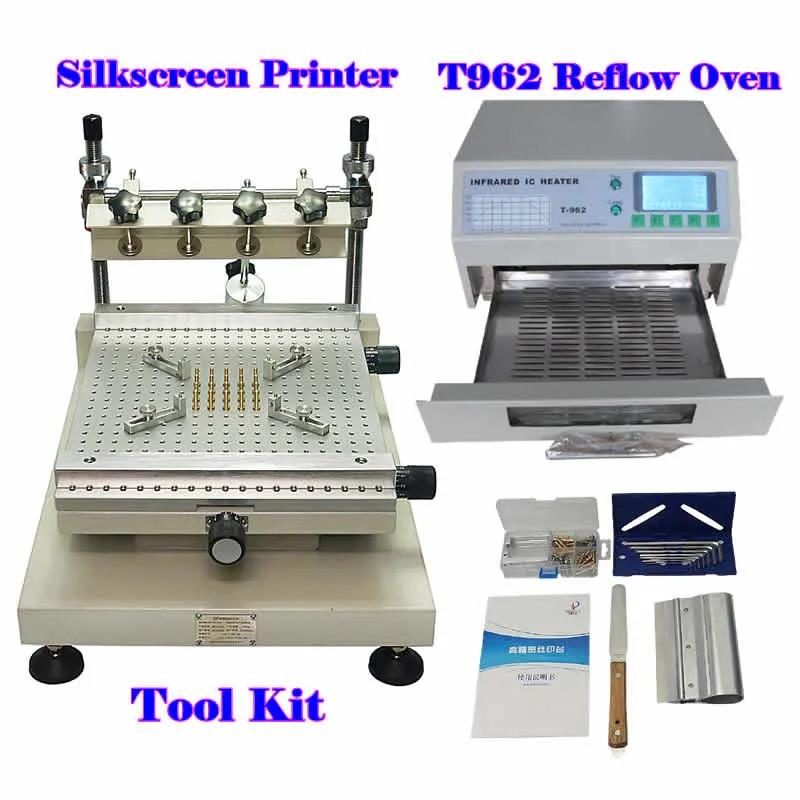 ZB3040H Manueller Lotpasten-Siebdruckdrucker T962 Reflow-Ofen-Lötstation Infrarot-IC-Heizung für PCB-SMT-Reparaturset