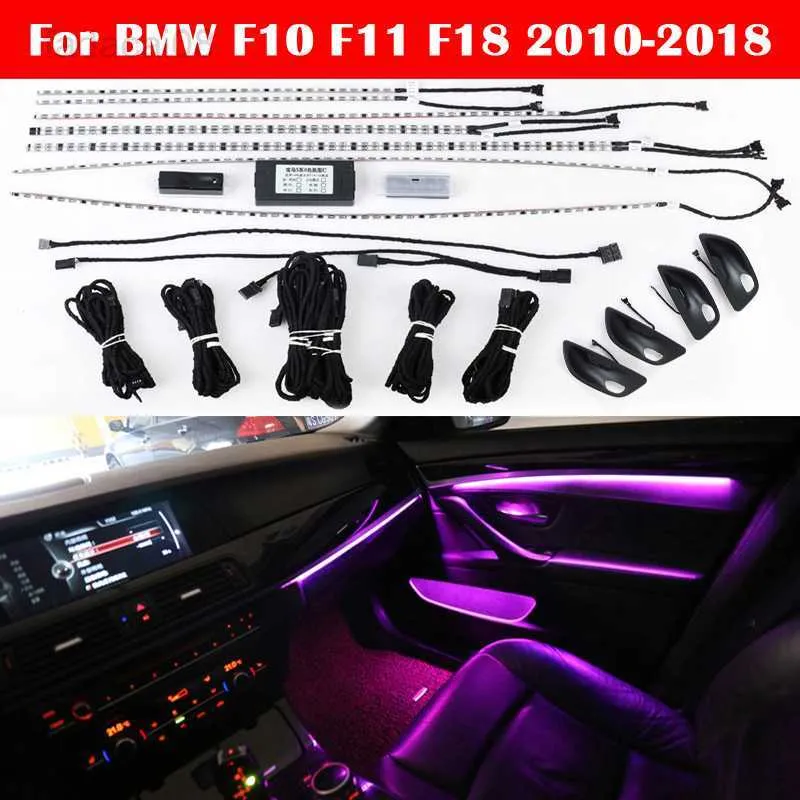 LED-Schild für BMW 5er F10 F11 F18 2010–2018, Auto-Neon-Innentür, Umgebungslicht, dekorative Beleuchtung, automatische Umwandlung, 9 Farben, HKD230706