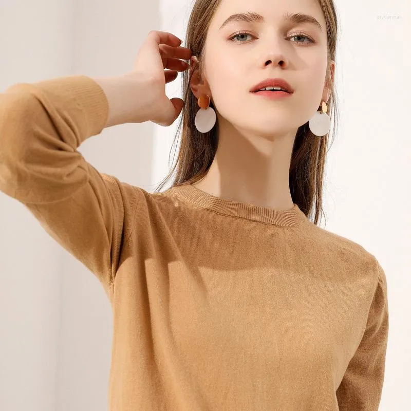 Women's Sweaters MRMT 2023Brand Small O- Neck Thin Knit Sweater Long-Sleeved Solid Color Bottoming Shirt Pullover Loose-Fitting