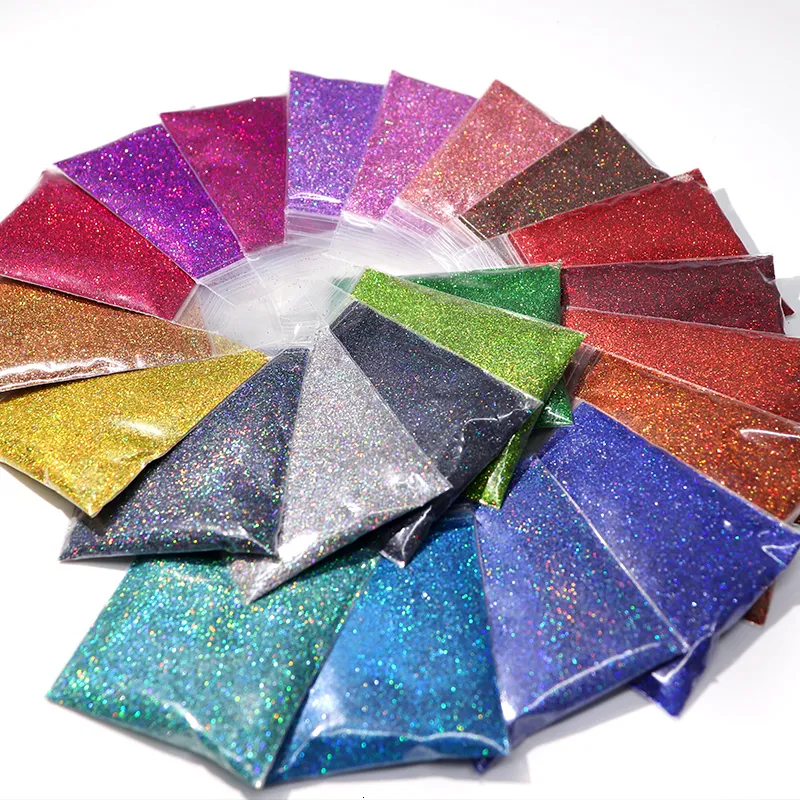 Nail Glitter 10G Holographic Gold Silver Nail Art Glitter Powder Bulk Fine Sparkly Laser Chrome Pigment Dust Nail Supplies para profesionales 230705