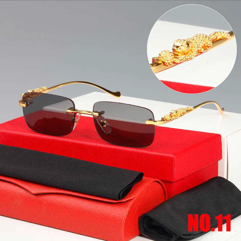 Fashion carti top sunglasses 2021Classic Square Sunglasses Men Women Exquisite Cheetah Optical Eyeglasses Small Leopard Silver Gold Metal Frames Unisex With Box