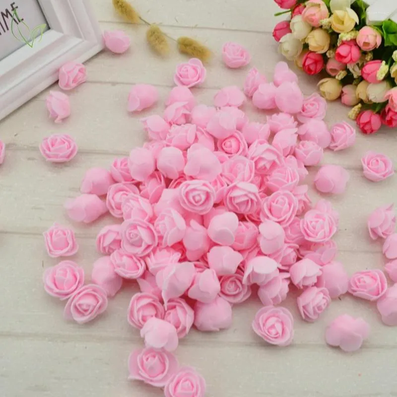 Dekoracyjne kwiaty 500 sztuk 3.5cm Mini pianka pe sztuczny kwiat róży głowy sztuczne ręcznie robione DIY dekoracje ślubne prezent na walentynki pakowanie