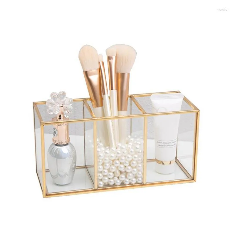 Förvaringslådor Makeup Brush Box Holder Cosmetics Söt penna och penna för skrivbord