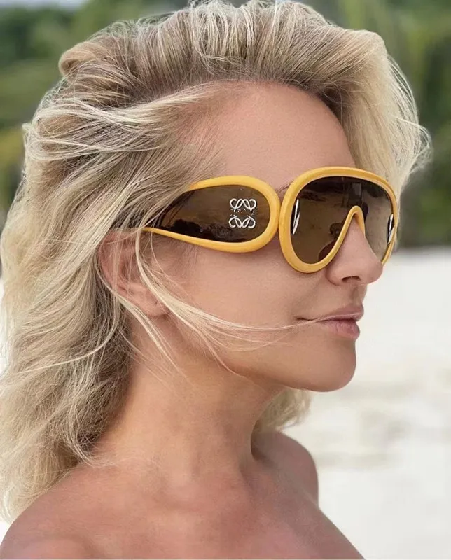 Occhiali da sole firmati Maschera d'onda Occhiali da sole loewe Occhiali da sole con montatura grande Donna Occhiali polarizzati da uomo Fibra di acetato Hip Hop Occhiali da sole classici di lusso Occhiali protettivi UV400