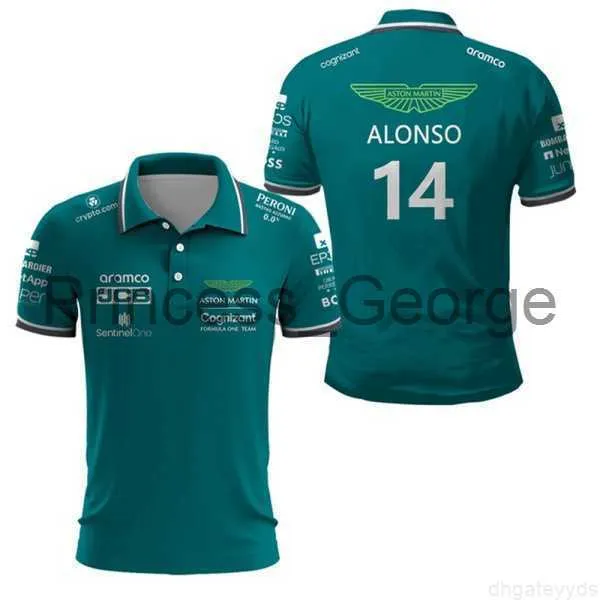 T-shirt da uomo 2023 New Aston Martin F1 Team Polo Shirt Fashion Pilota spagnolo Fernando Alonso 14 e Stroll 18 Leisure Y2k Men Tshirt 0eam x0706