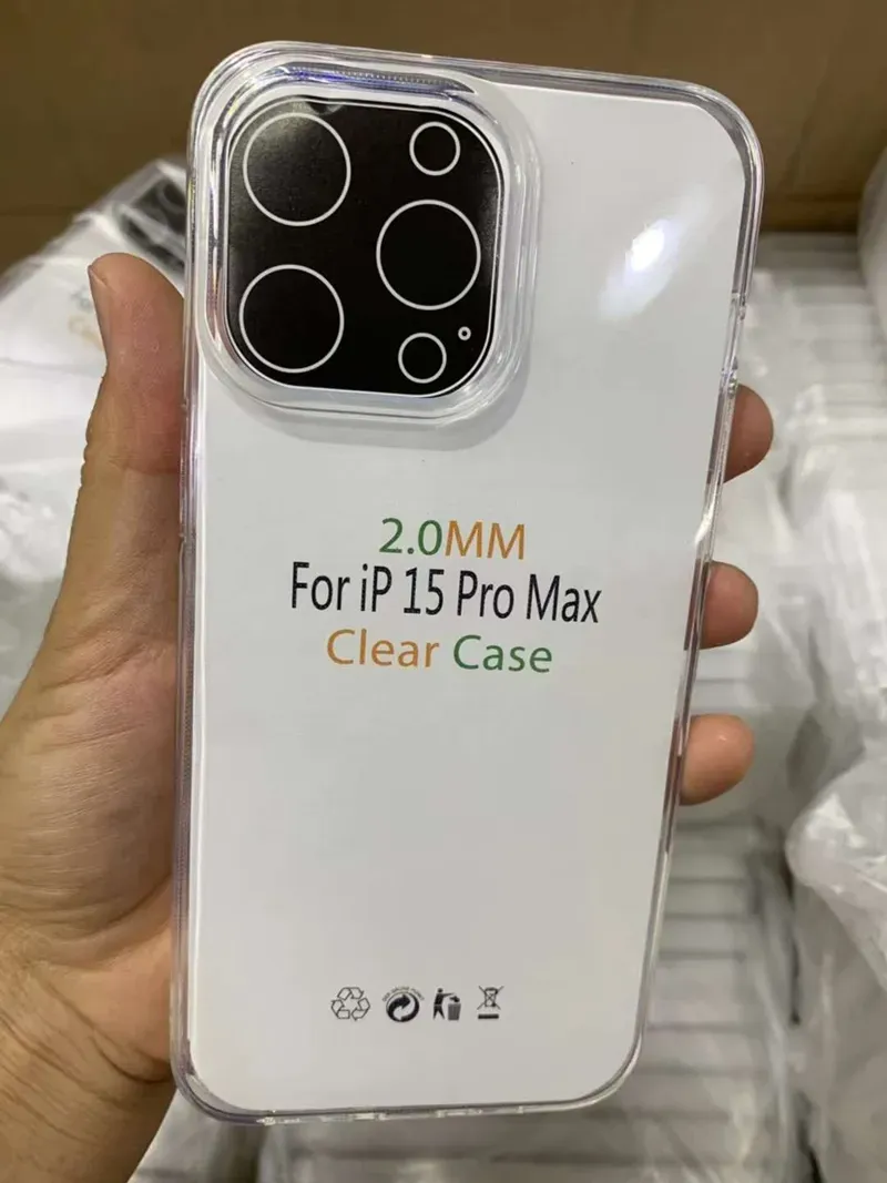 2.0 ملم واضحة TPU ناعمة لـ iPhone 15 Plus 14 13 Mini 12 11 Pro XR XS Max 8 7 Crystal شفافًا فارغًا للهاتف المحمول الجلد الخلفي