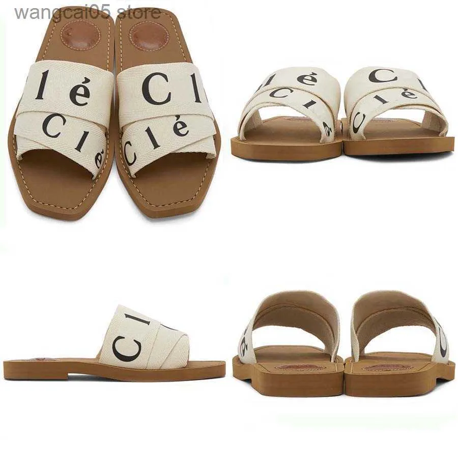 Slipers Designer Sliders Slides Sandals Woody Mule's Maison's Signature украшает внутреннюю подошву. Легкая скользящая дизайн делает эту квартиру летним T230706