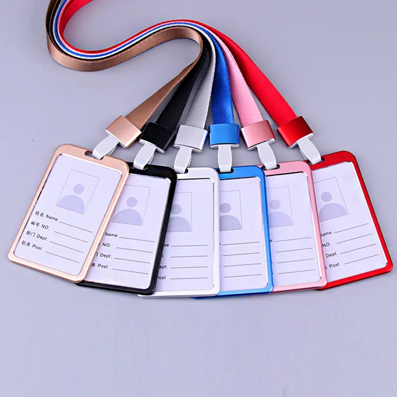 Other Office School Supplies 6 PCS Employee Id Card Holder Case Aluminium Women Men Name ID Credit Business Cover Metal Work Identity Badge 230705