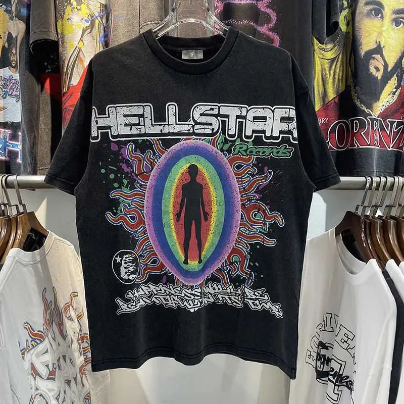 Designer Fashion Abbigliamento Magliette Magliette American Street Hellstar Summer T-shirt Casual Allentato Girocollo Versatile Manica corta Coppia Rock Hip hop