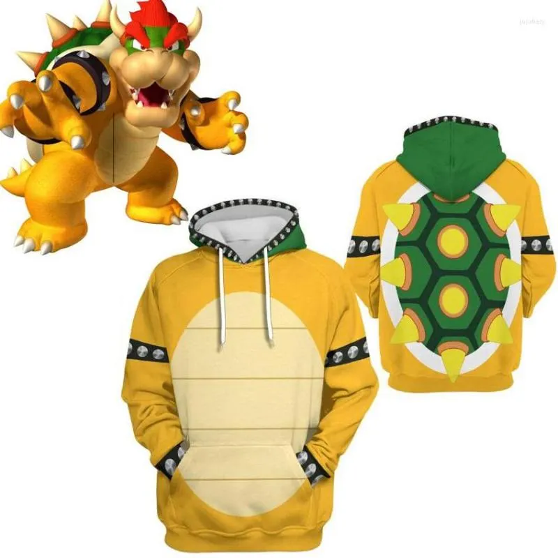 Cartoon Bowser 3D Printed Unisex Hoodie: Harajuku Streetwear